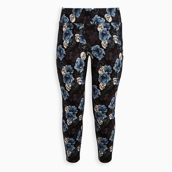 Torrid 3 3x Pixie Pant - Luxe Ponte Floral Skull - Picture 1 of 2